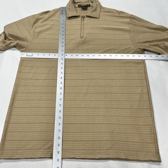 Nike Tiger Woods Men Golf Polo 1/4 Zip Brown Beige Striped Shirt‎ Size Large - Picture 7 of 8